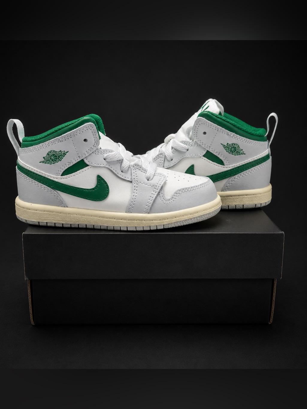 Jordan 1 Mid Summit White Pure Platinum Sail Pine Green (Td) - Toddler Shoes